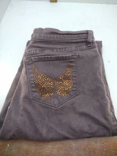 Not Your Daughters Jeans Womens sz 18 Brown/rhinestones, Nice  749ODR, wide leg.
