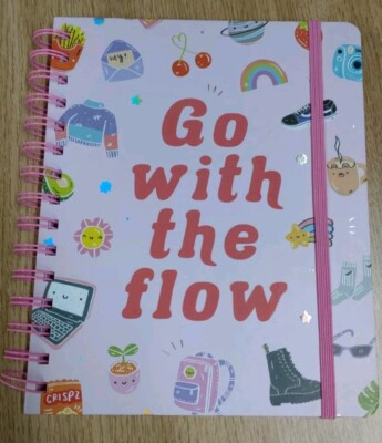 A5 spiralgebunden liniert rosa Notizbuch Planer ''go with the flow''