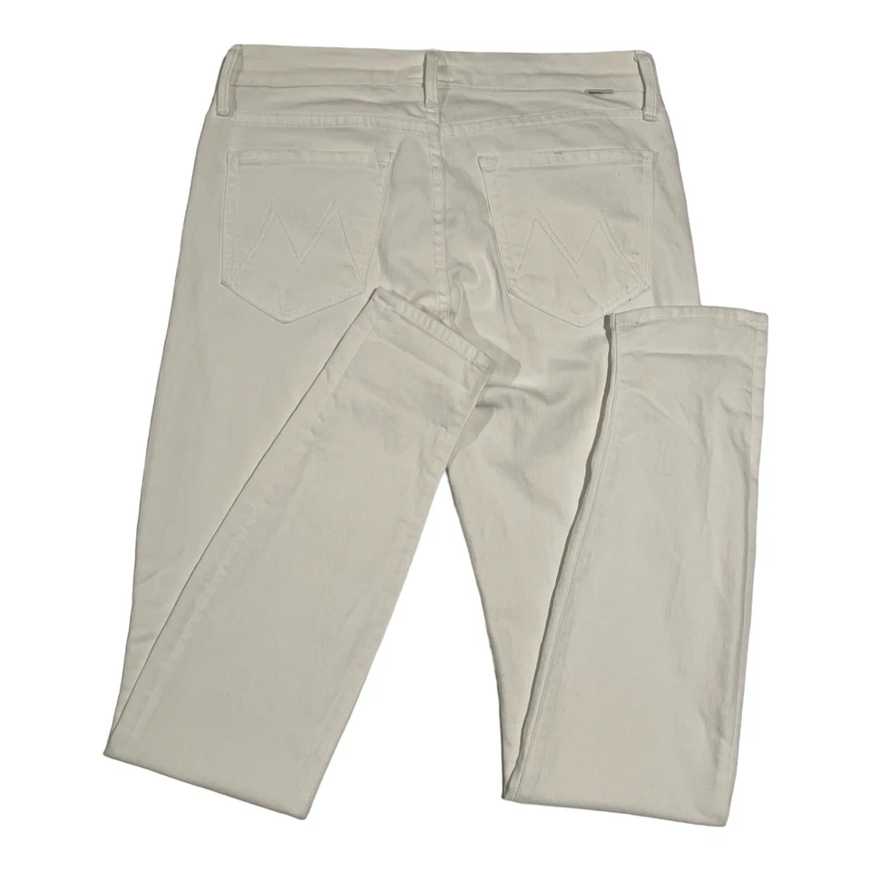 Pantalones de mezclilla ajustados Mother The Looker Mirror para mujer talla 26 en blanco tiro medio elásticos Foto 2 de 4
