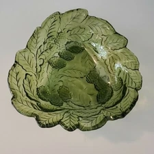 Vintage Loganberry Avocado Green Dish Indiana Glass Co. Bowl Candy Dish