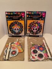 Set of 2 Dia de Los Muertos Sugar Skull Day of the Dead Hanging Fan Decoration