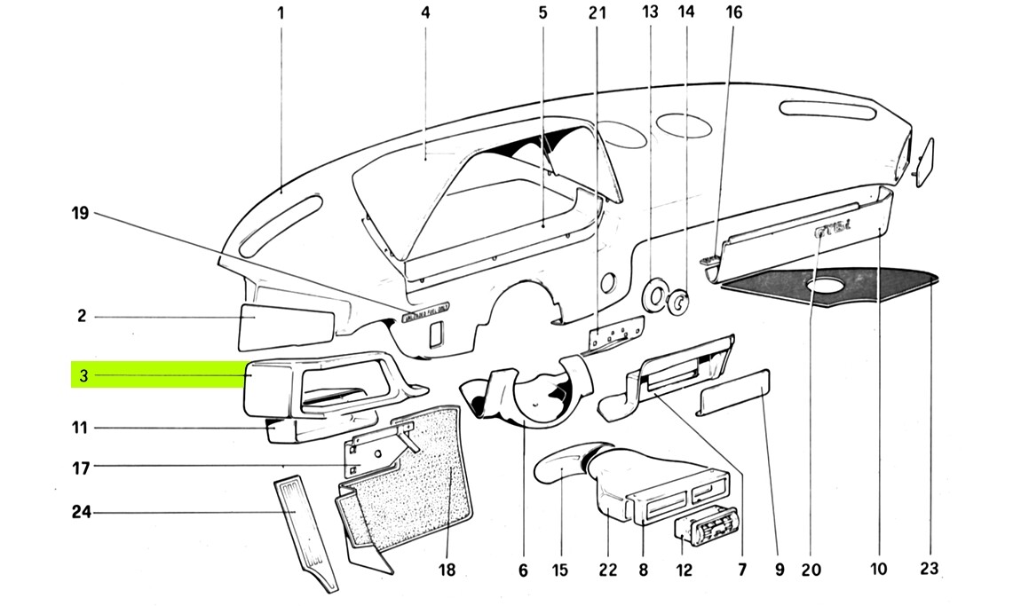 60752300 Ferrari 308 GTB/GTS Glove box with covering - Black