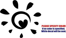 Abstract Sun with Heart Graphic Die Cut decal sticker Car Truck Boat Window 9"