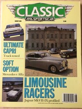 Classic & Sports Car August 1990 Capri RS3100 Jaguar MkVII-IX, Mercedes, UNREAD.
