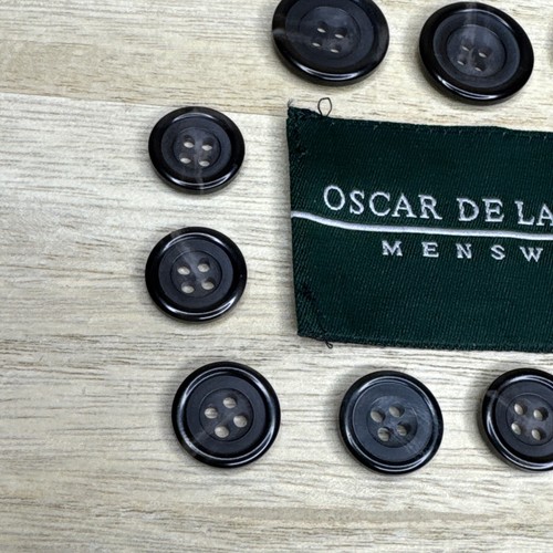 Oscar de la Renta Suit Set of 11 Black 4-Hole Replacement Buttons - Picture 4 of 7