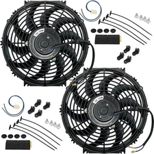 DUAL 12-13 INCH 130W MOTOR REVERSIBLE PUSHER PULLER ELECTRIC RADIATOR COOLER FAN