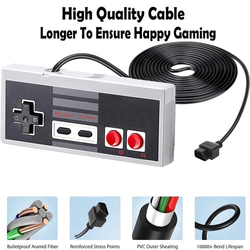 Controller For NES-004 Original Nintendo NES Vintage Console Wired Gamepd 2 Pack - Picture 9 of 15