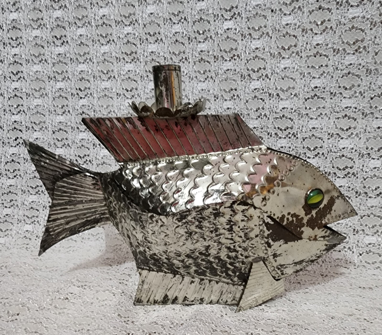 Vintage Folk Art ? Metal Fish Candle Holder Candlestick eBay