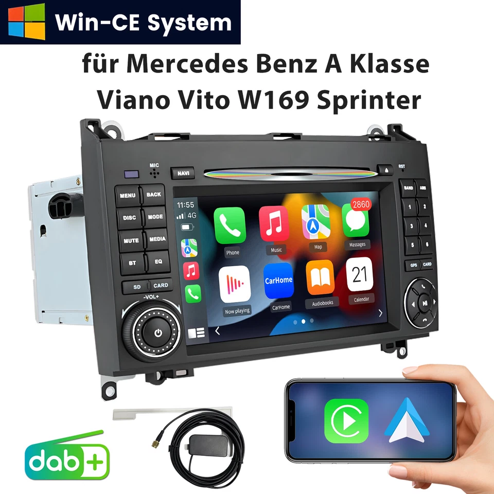 DAB+ Autoradio SWC Navi Für Mercedes Benz A/B Klasse Sprinter Viano Vito W639 BT - Bild 2 von 4