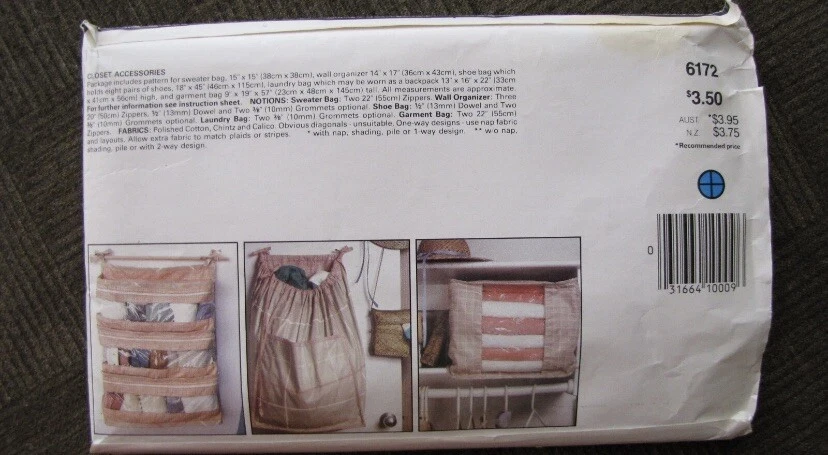 Closet Accessories - Sewing Pattern BUTTERICK 6172 New Country Gear Cut Complete - Image 2 of 2