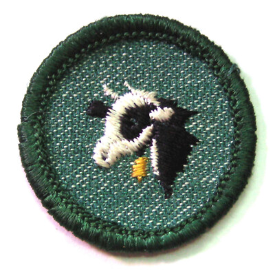 RARE Vintage 1955-1960 Girl Scout DAIRYING BADGE Holstein Dairy Cow Patch MERROW