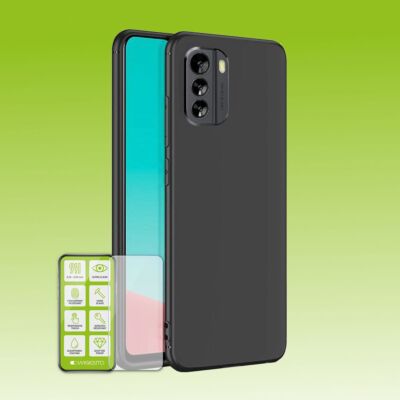 Für Nokia G60 Silikon Hülle + H9 Glas Handy Tasche Etuis Case TPU Cover Schutz 