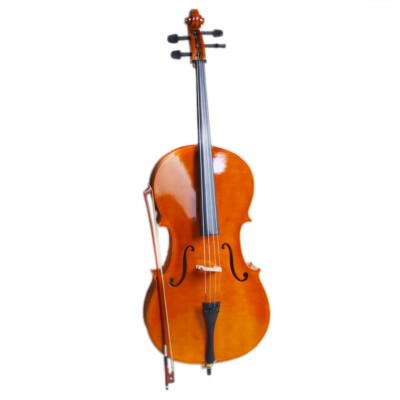US 4/4 Natural Brown Wood Basswood Cello w/Bridge +Horse tail Bow +Rosin Gig Bag