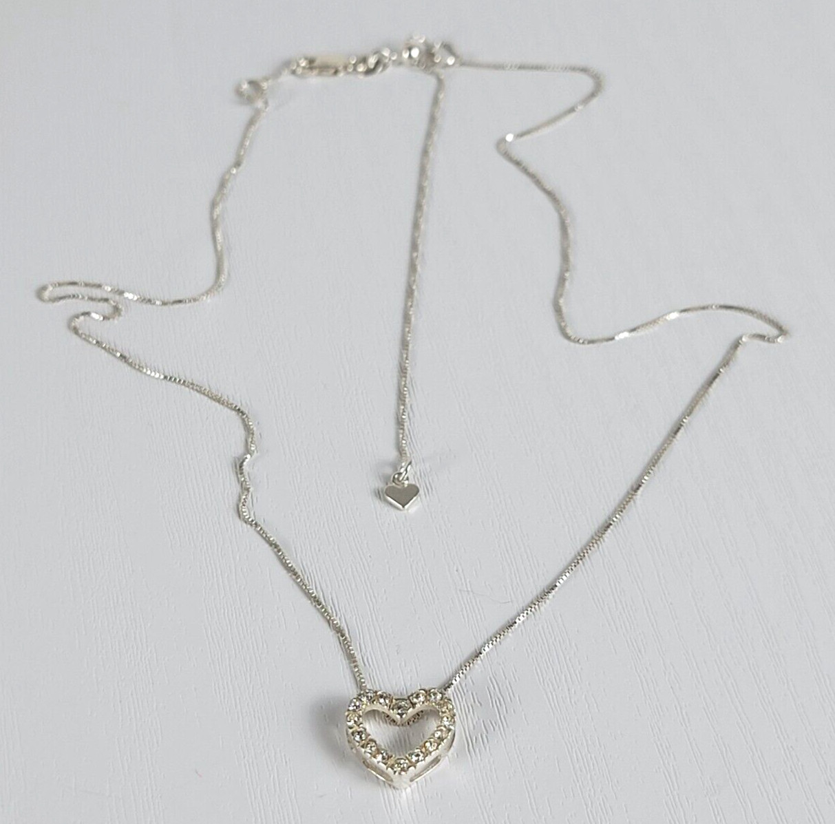 Sterling Silver Chain Solid White Gold Clear Crys… - image 5