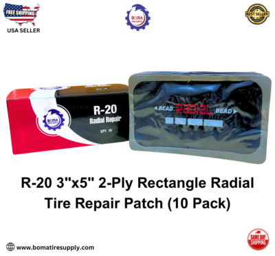 3'' x 5'' 2-Ply Rectangle Radial Tire Repair Patch 10-Pack (R-20)   Heavy Duty USA