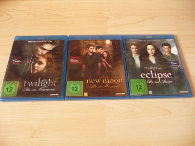 3 Blu Ray Set Die Twilight Saga: Twilight + New Moon + Eclipse