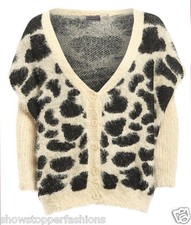 NEW Womens Cardigan Ladies Boho Chunky Knit Tiger Knitted Slouch Cardi One Size