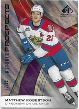 2019-20 UD Upper Deck CHL Sp Game Used MATTHEW ROBERTSON #2 Prospects 17/22