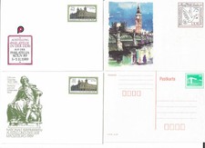 4 Postkarten mit eingedruckten Marken DDR,