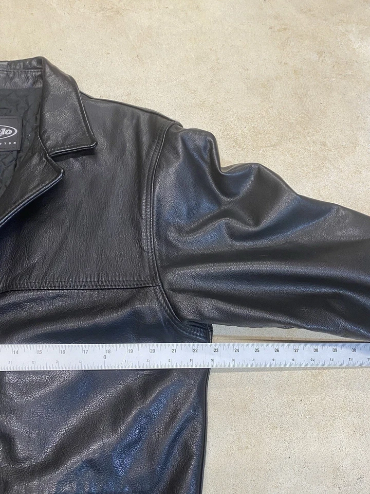 Chaqueta Buffalo David Bitton Hombre Mediana Cuero Negro Diseñador Cremallera Abrigo Bombardero Foto 2 de 4