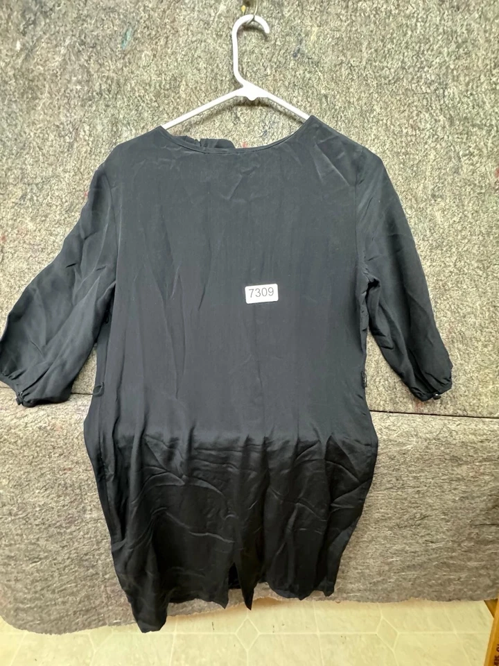 Платье Tucker женское шелковое черное с оборками на шее карьерное сбоку на молнии классическое M сделано в США - Изображение 2 из 4