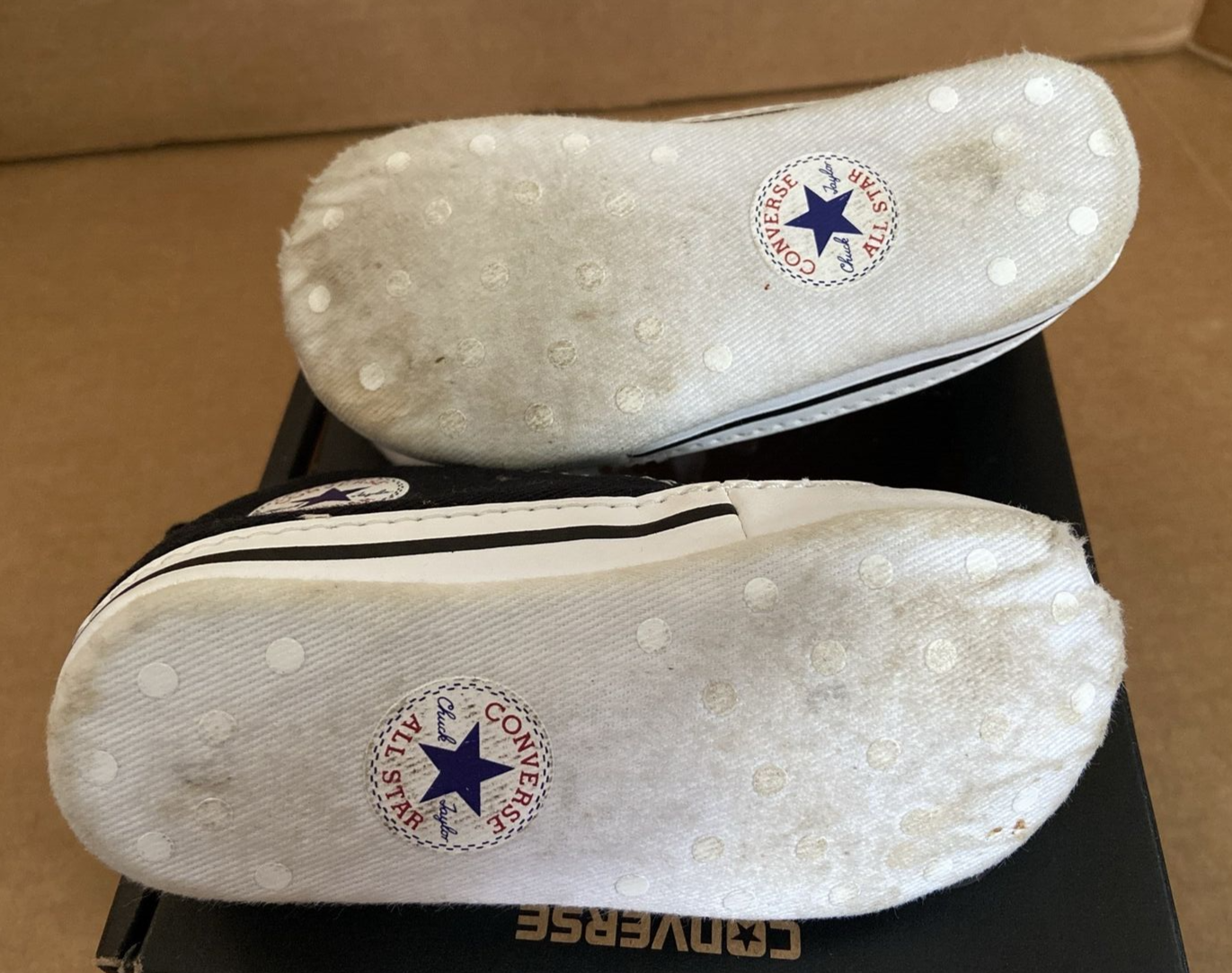 PONY Scarpe culla bambino Converse taglia 4 nere 8J231 prima stella ciao *usate*