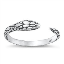 925 Sterling Silver Snake Ring Nature Fashion Band 4.5mm Size 4-10