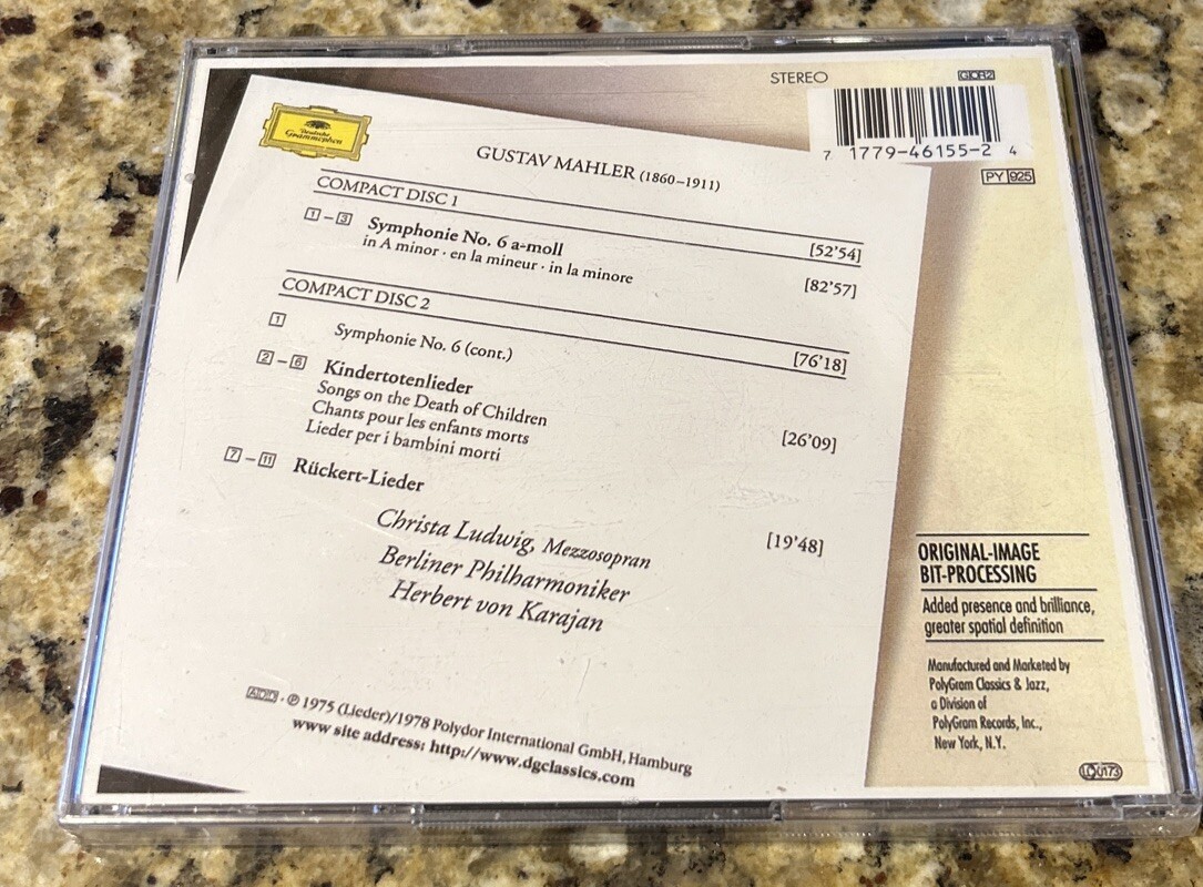 Herbert von Karajan Gustav Mahler Symphony NO 6 In A Minor 2-CD