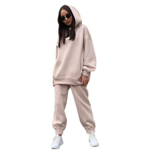 Women Tracksuit 2 Piece Fleece Casual Sweatshirt Set Pants Jacket Sweatsuit - Picture 16 of 32