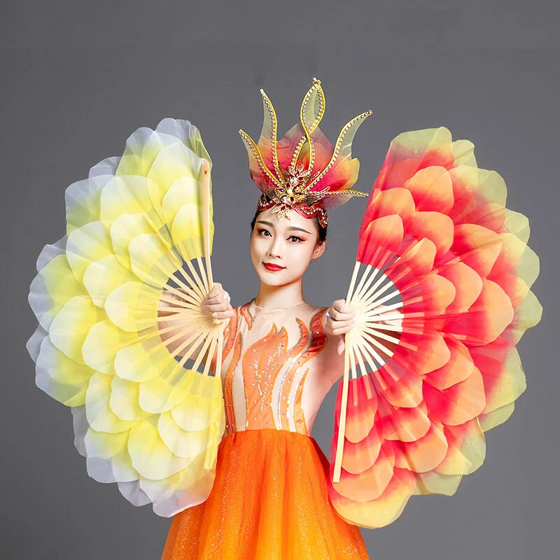 Abanico de Mano Flor de Peonía para Bailar Juego Disfraz Accesorios Abanico Doblado Hueso de Bambú Nuevo Foto 4 de 4