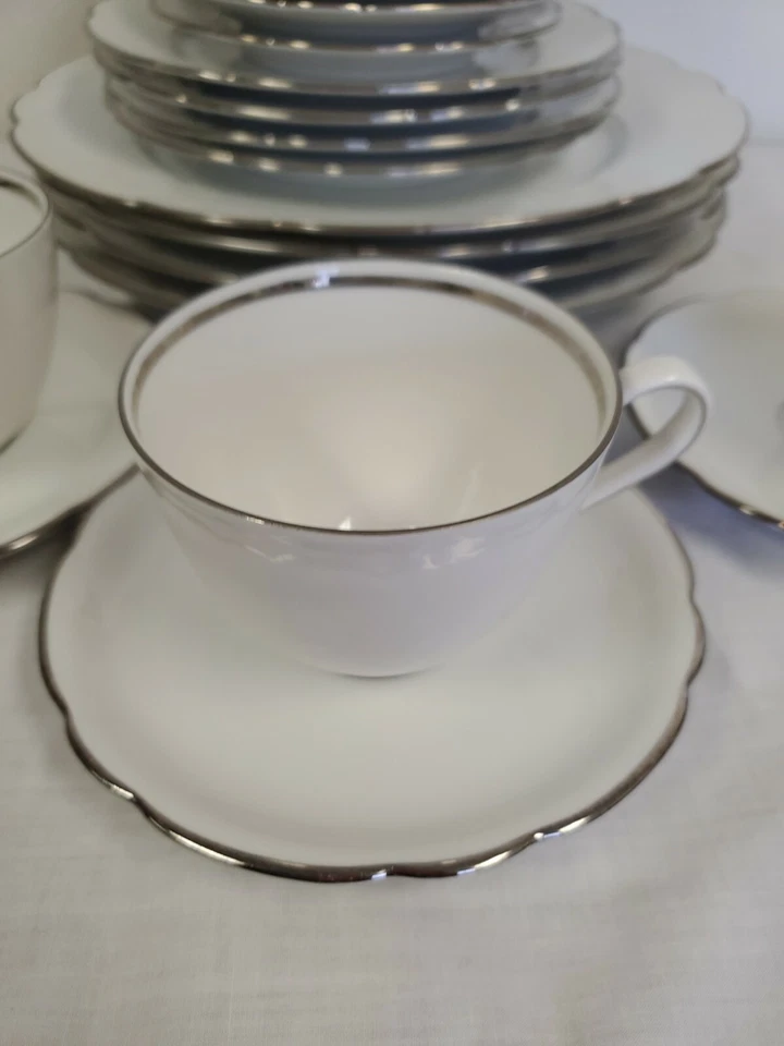 SELTMANN WEIDEN BAVIERA ALEMANIA INCA BLANCO PLATINO PLATOS CUENCOS TAZAS 24 PIEZAS Foto 3 de 4