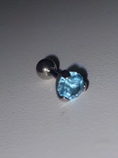 blue diamond barbell earring UK SELLER