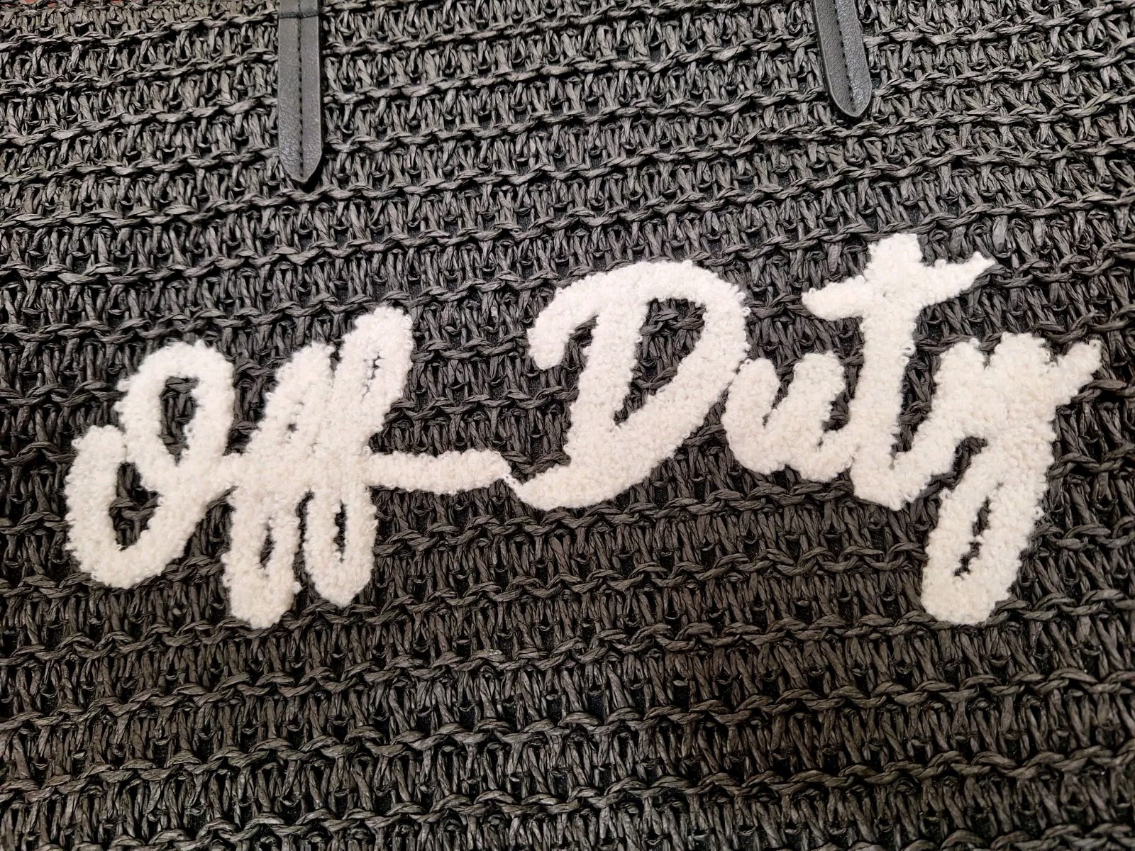 Shoulder Bag Beach Tote Woven Off Duty Black White-image