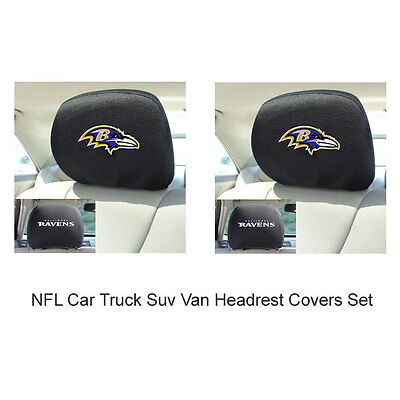 New 2pc NFL Baltimore Ravens Gear Car Truck Suv Van Headrest