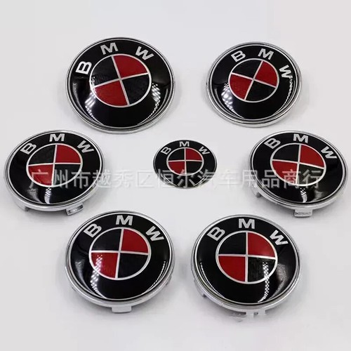 7-piece Set of Hood Emblem Trunk Badge Wheel Center Caps for BMW F10 E90 F30 E84 - Picture 9 of 15