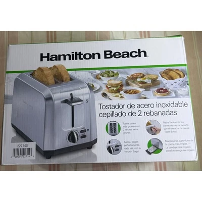 Hamilton Beach 2 Slice Brushed Stainless Steel Toaster 22714G Extra Wide Slots - Image 1 of 2
