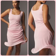 Mare Mare X Anthro Pink Sleeveless Mini Dress Shaped Flounce Hem women's 1X NEW