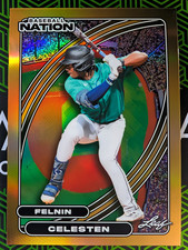 Felnin Celesten 2026 Leaf Baseball Nation Base #73 Gold Prismatic 1/1 Mariners