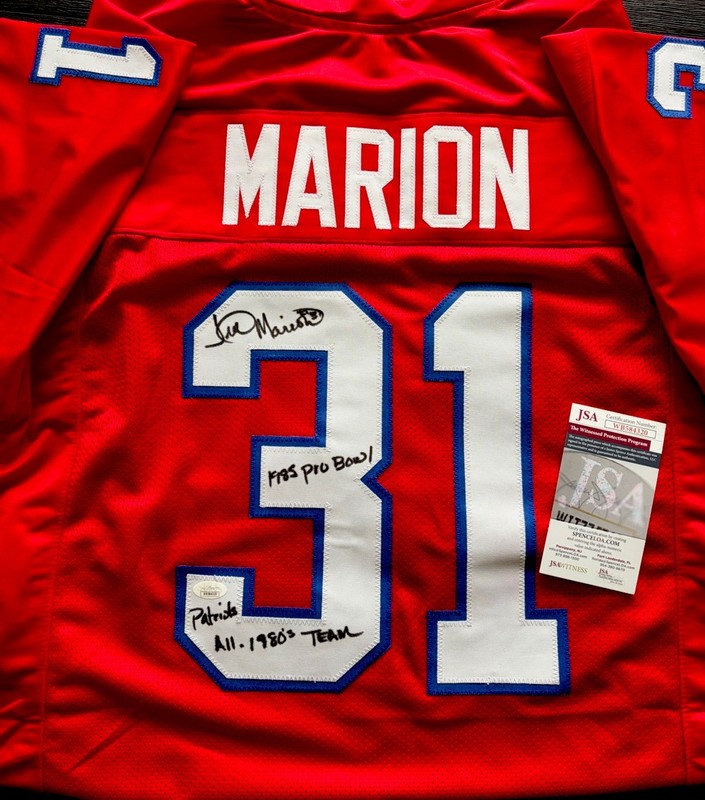 Fred Marion Signed New England Patriots Football Jersey JSA Authenticated