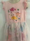 Girls Size 7-8 Pink Dinosaurs Pattern Sleeveless Dress With Net Overlay — photo 3