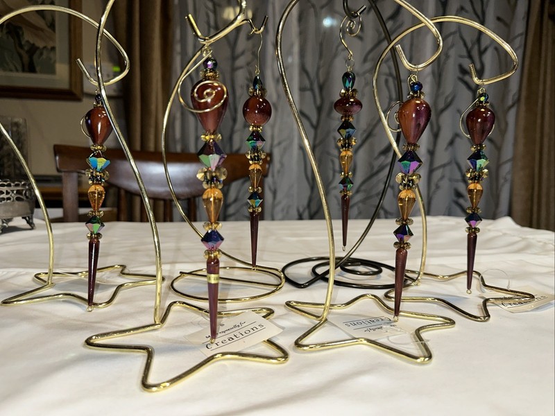 6 RARE Vintage 7” Long Colorful Beaded Icicle Ornaments 3 Varieties Taiwan