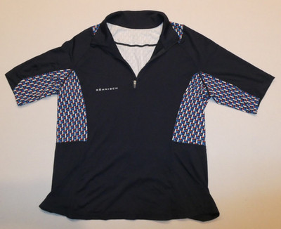 Rohnisch women's multi-colored print stretch 1/4-zip short-sleeved golf shirt M