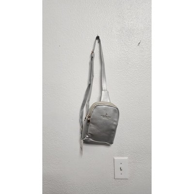 London Fog Janice Double Compartment Sling Bag Metallic Silver LFH24759-SLVR NEW