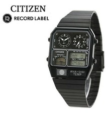   New CITIZEN ANA-DIGI TEMP JG2105-93E Black Analog Digital Quartz Men's Watch