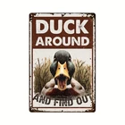 Vintage Duck Warning Rustic Farmhouse Tin Metal Signs Home Décor 8x12