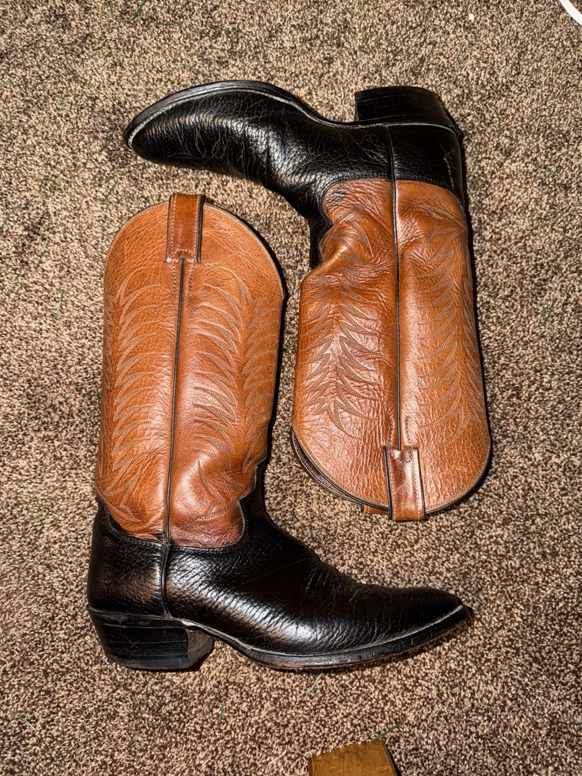 Justin Boots Men's Brown Leather Western Size 8D Made In USA