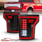 2015 2016 2017 For Ford F150 Polish Black Full LED Brake Tail Lights Pair