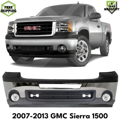Front Bumper Chrome Kit & Fog Lights Assembly Set For 2007-2013 GMC Sierra 1500
