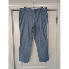 GAP Girlfriend Khaki Chambray Cropped Pants Women Size 12 Blue Denim Look