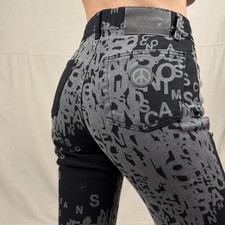 Vintage Moschino Jeans Peace Sign Pants - Y2K Logo Print - Size 28